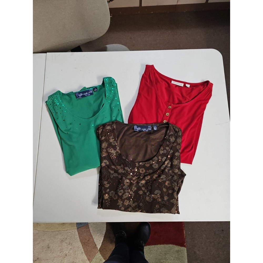 Lot Of 3 Susan Graver M 3/4 length sleeve